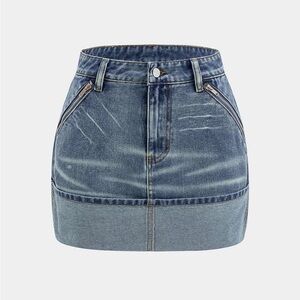 181. Micas Denim Washed Pocket Skirt XL